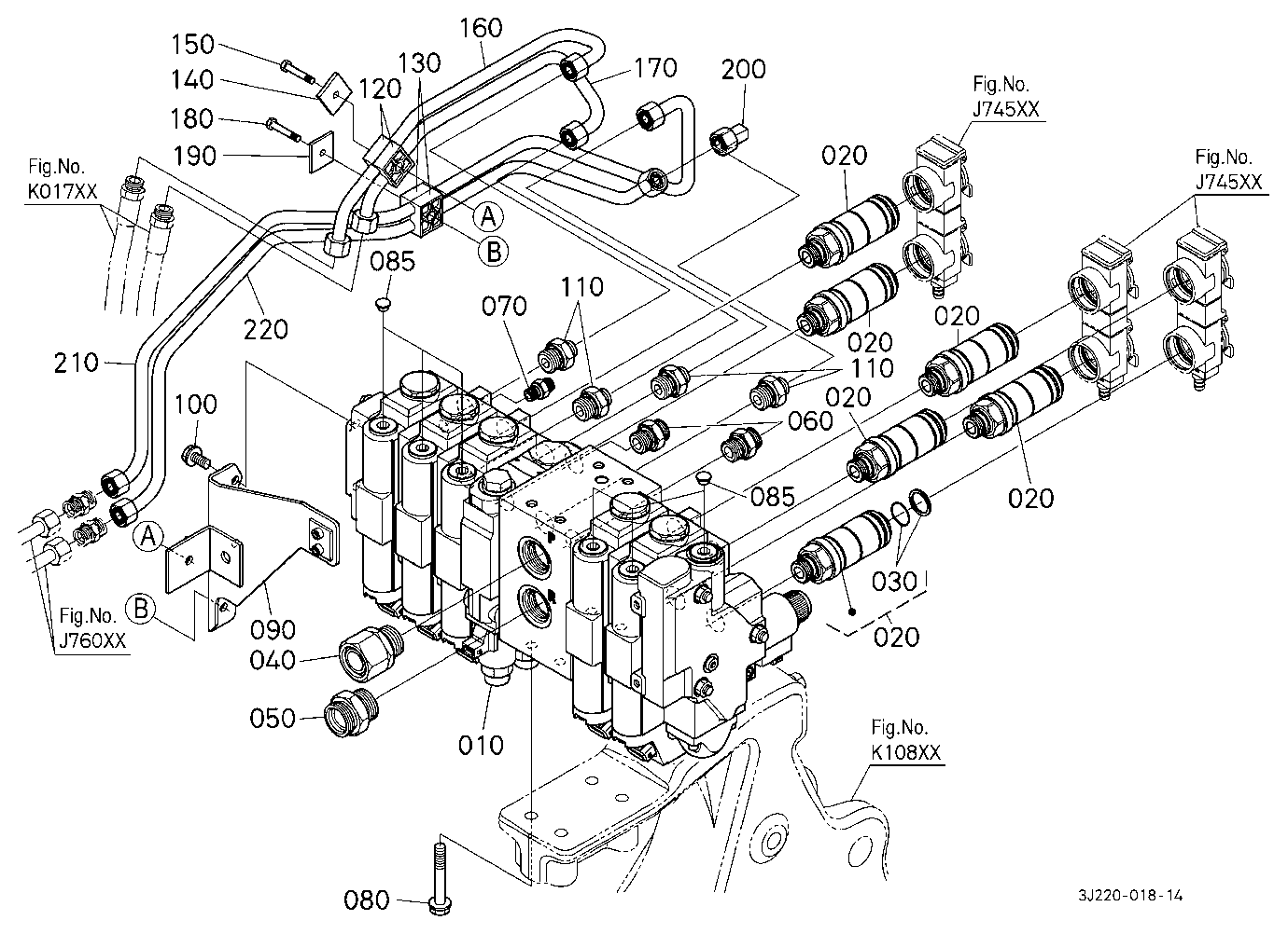 Remote Control Valve (5 Valves) [With Front Hyd. O