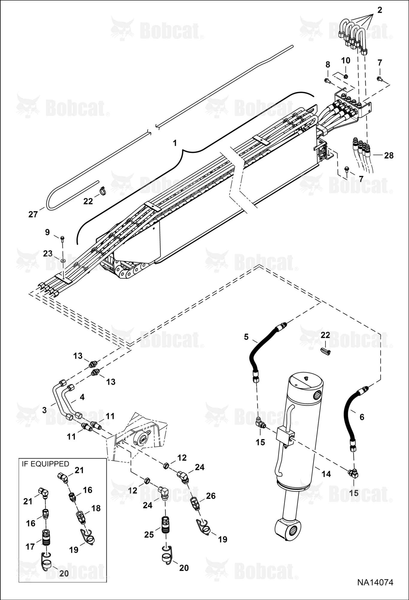 Hydraulic Circuitry (Tilt & Auxiliary)  B33G14000 - B33G16000, B33W14000 - B33W16000