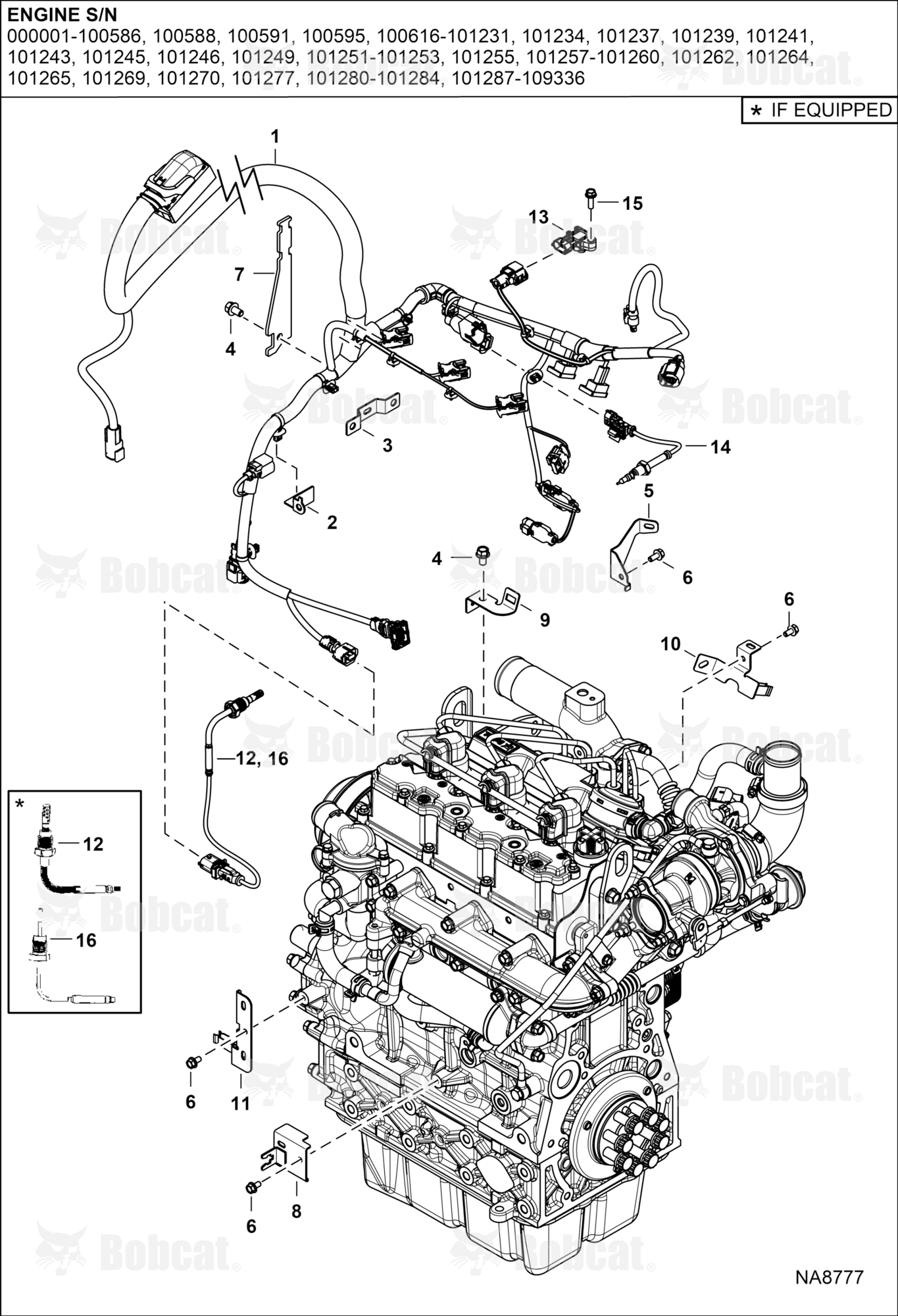 Engine Electrical Circuitry (Engine Harness, Sensors & Brackets) (Engine S/N See NOTE)