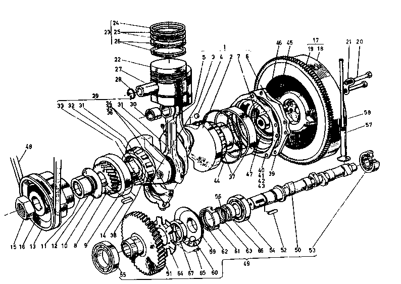 Crank Shaft Cam Shaft And Piston