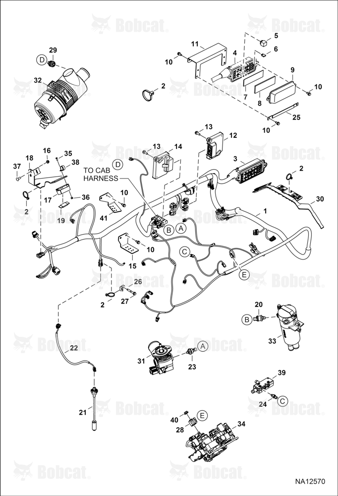 Engine Electrical Circuitry (Frame Harness & Filter Sensors) A7U715288 & Above