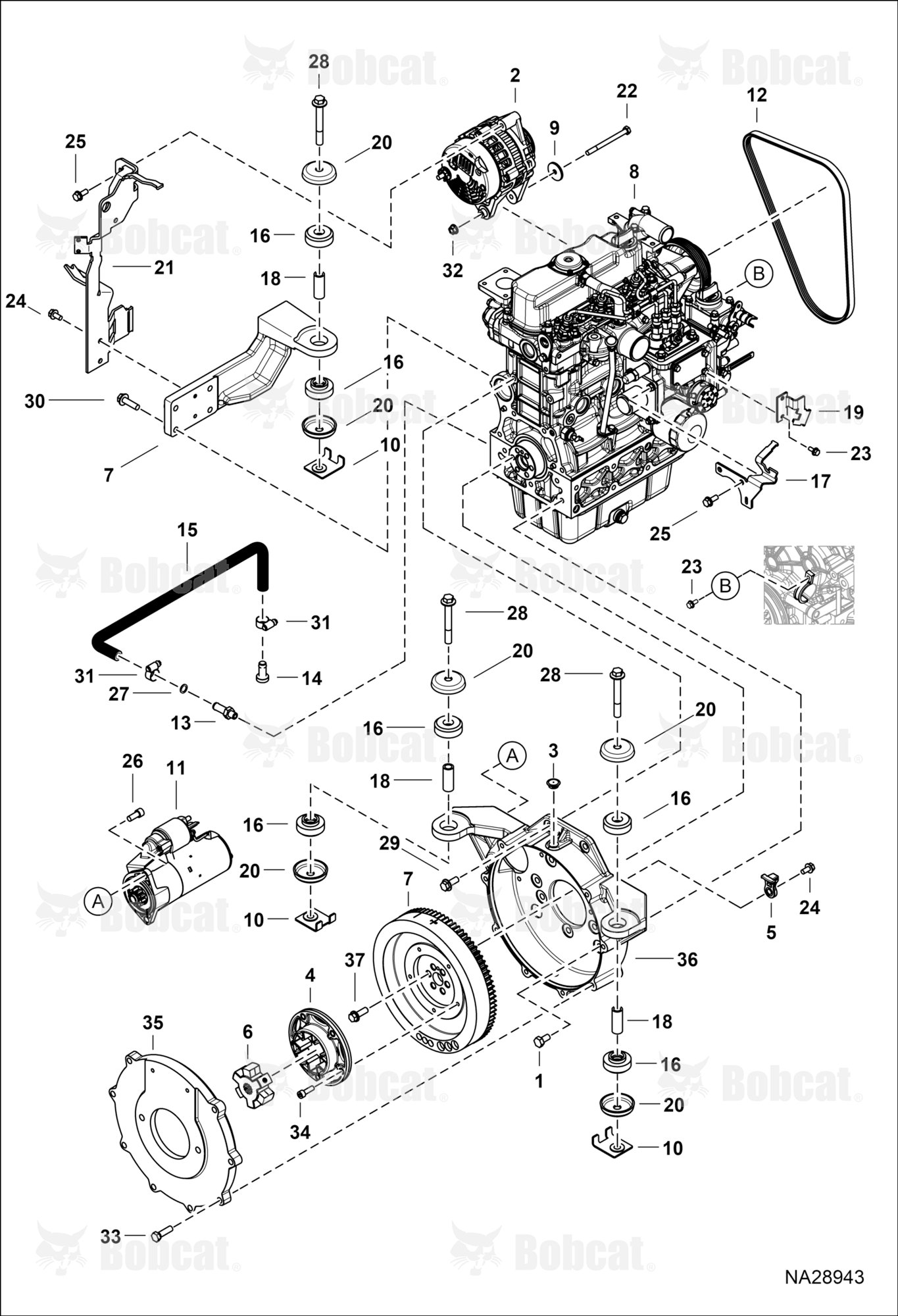 Engine & Attaching Parts (Mounts, Belts,Alt, Starter)