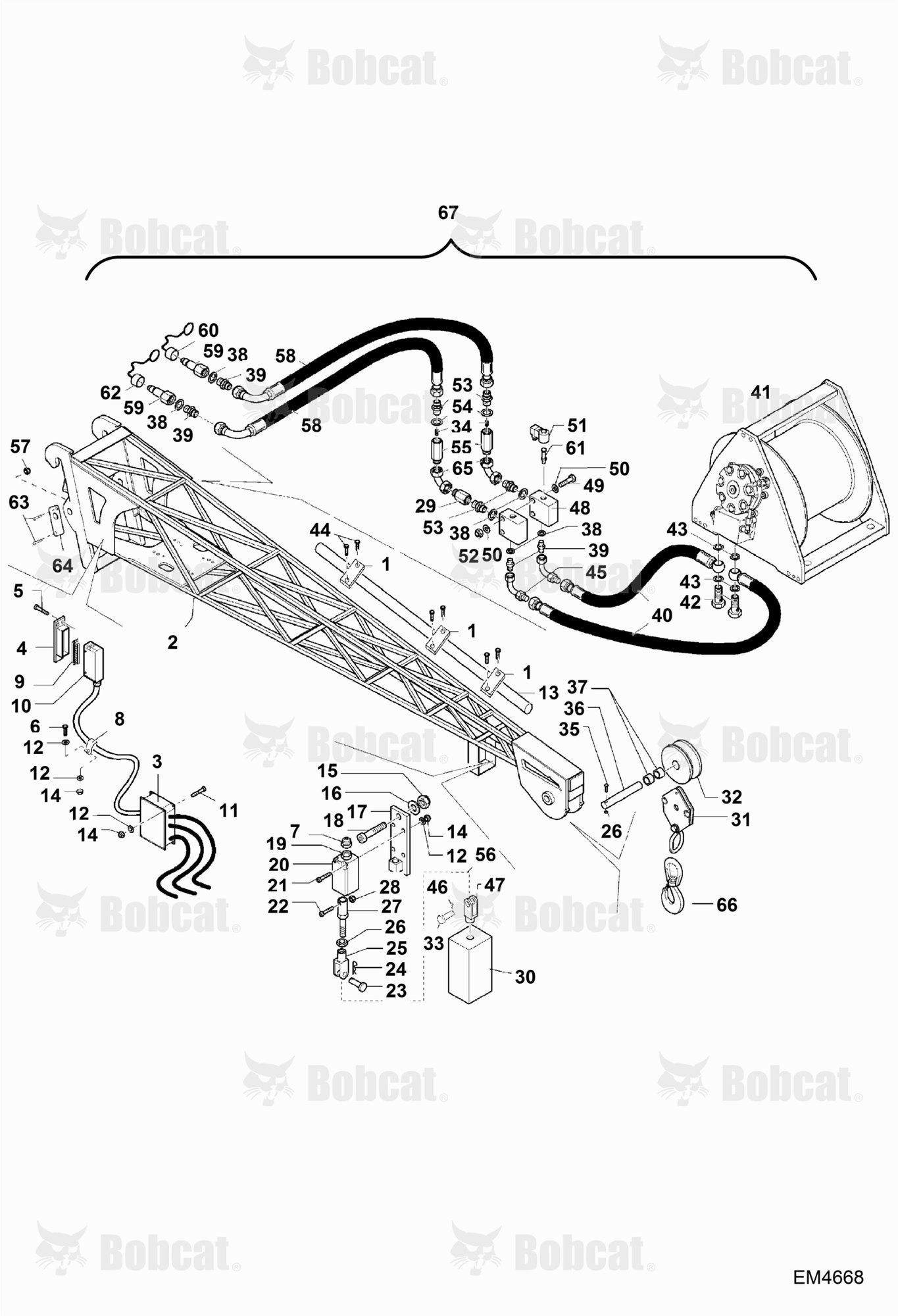 Hydraulic Winch W/EXTENSION Jib (1.3m - 2.0T) (BUD4363)
