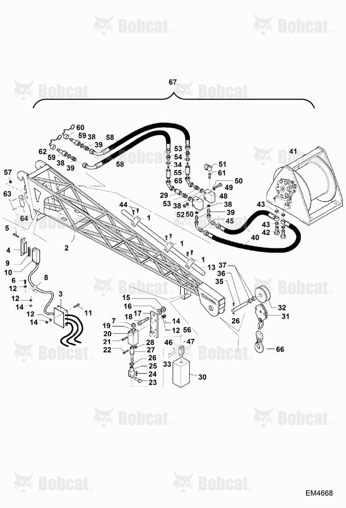 Hydraulic Winch W/EXTENSION Jib (1.3m - 2.0T) (BUD4363)