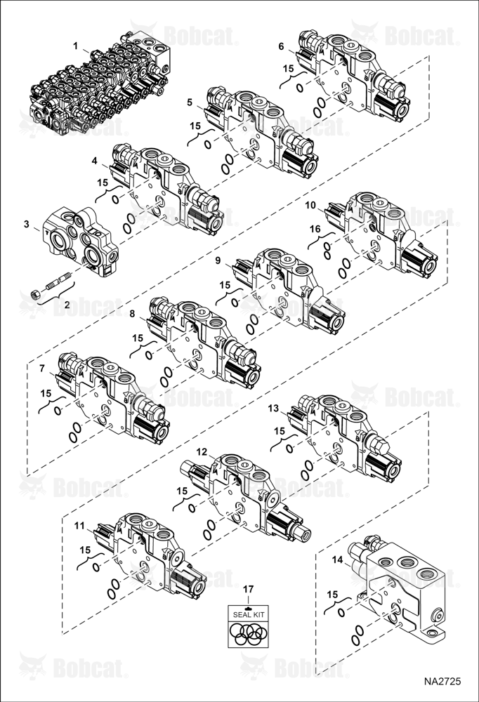 Hydraulic Control Valve (10 Section Assembly) (W/ Angle Blade)