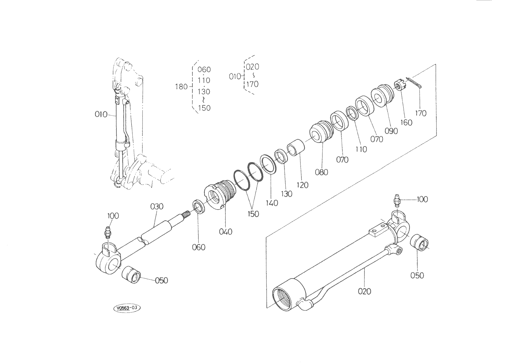 Bucket Cylinder and Component Parts