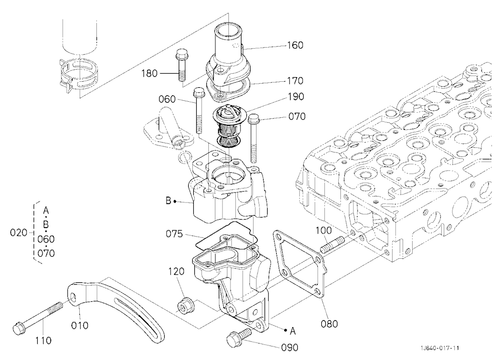 Water Flange And Thermostat [New]