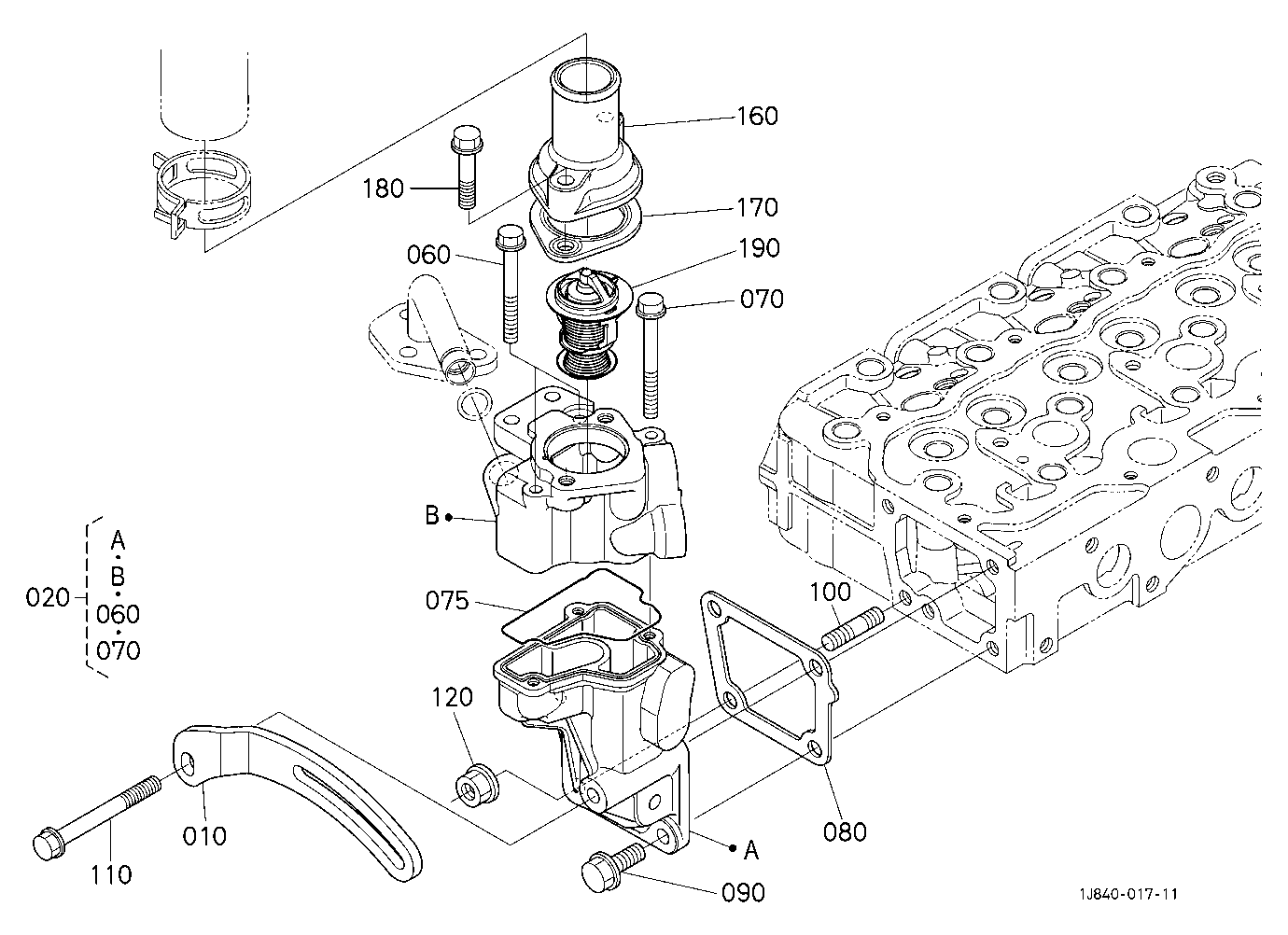 Water Flange And Thermostat [New]