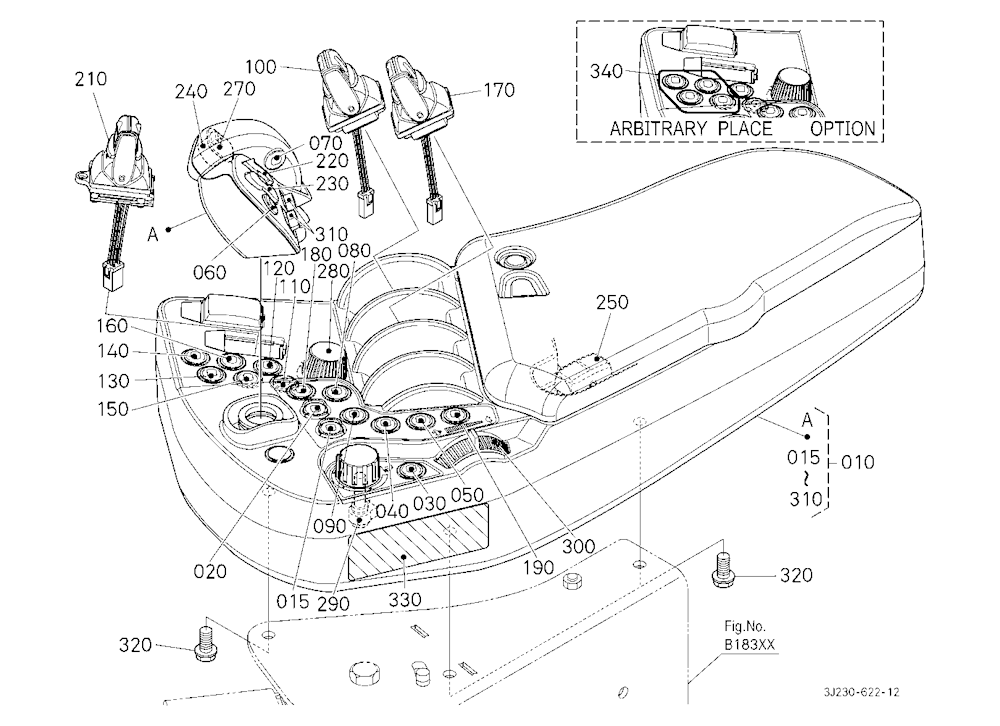 Armrest (4 Remote Control Valves) [W/O Joystick]