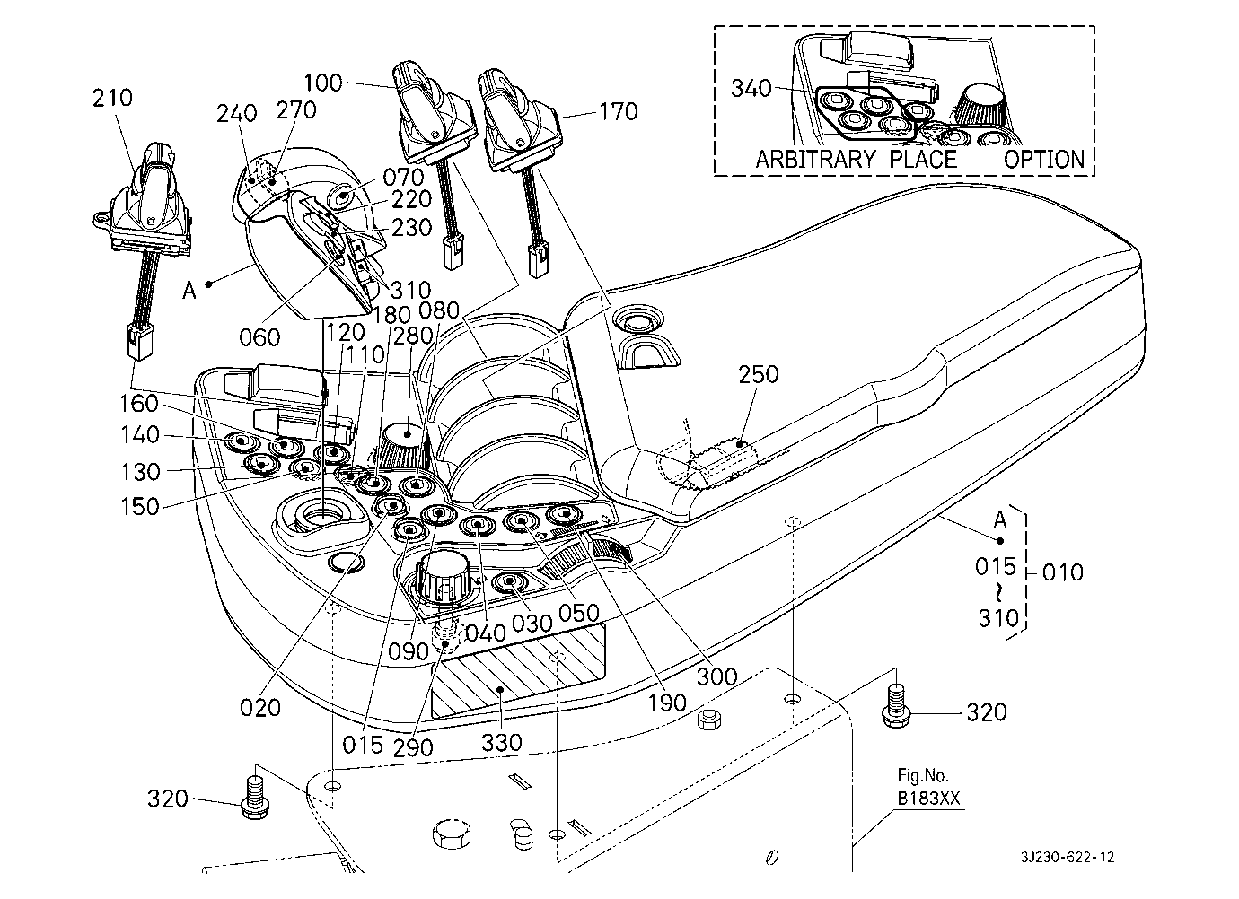 Armrest (4 Remote Control Valves) [W/O Joystick]