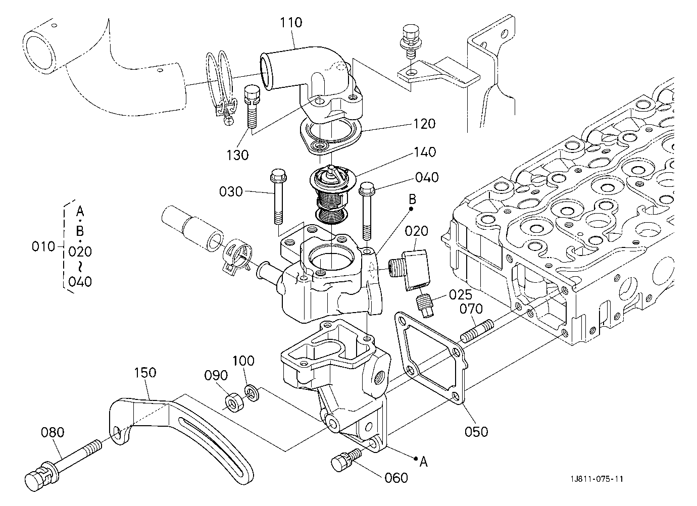 Water Flange And Thermostat