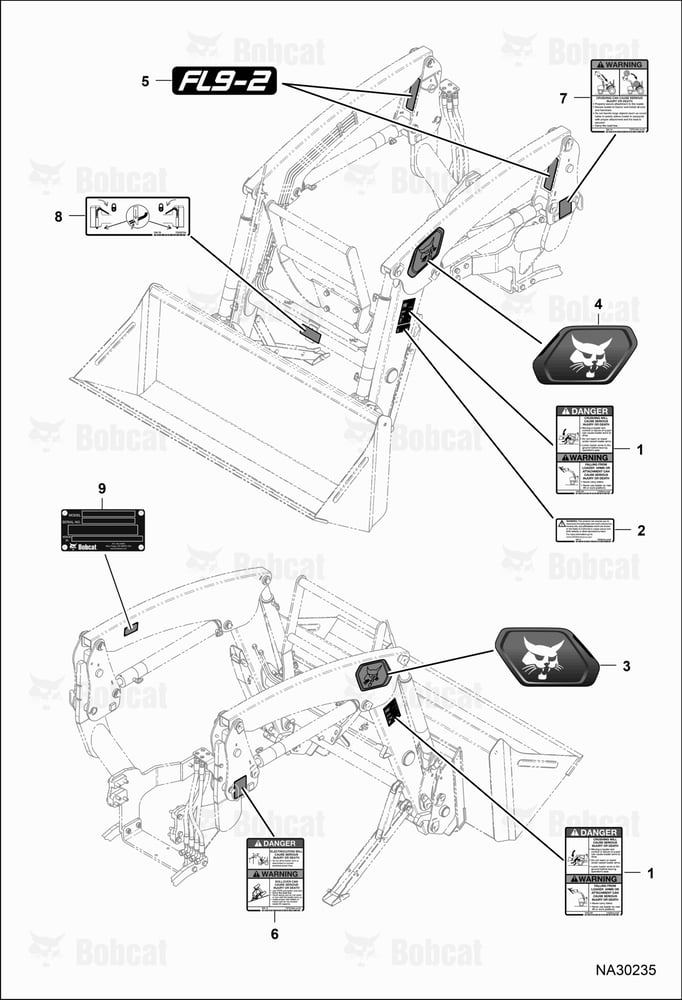 Tractor Loader FL9-2 (Decals) B6G800101 & Above