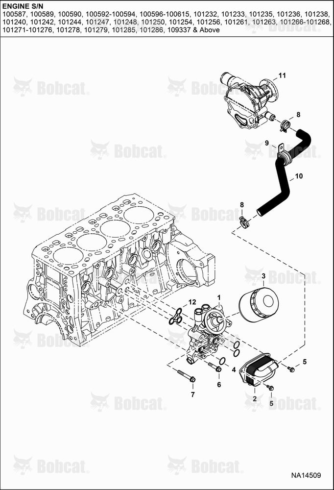 Filter & Oil Cooler)  Engine S/N See NOTE