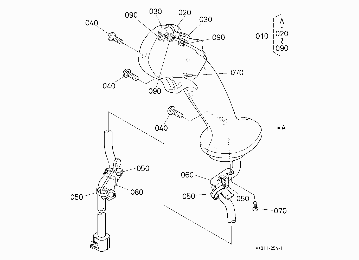 GRIP (LH) [HIGH FLOW] [COMPONENT PARTS]