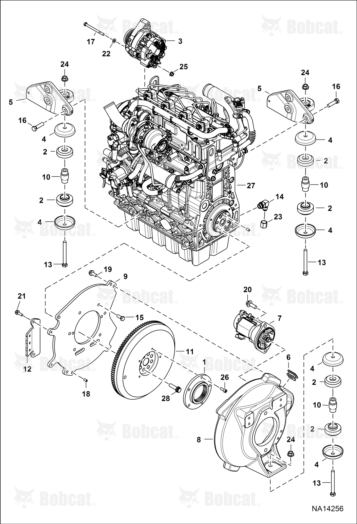 Engine & Attaching Parts (Flywheel & Engine Mounts)