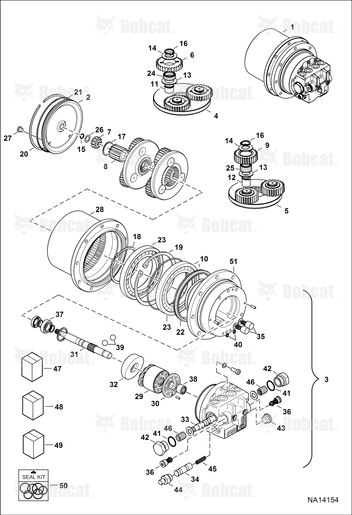 Travel Motor (2-Speed) (High Torque)  B3BL13618 & Above