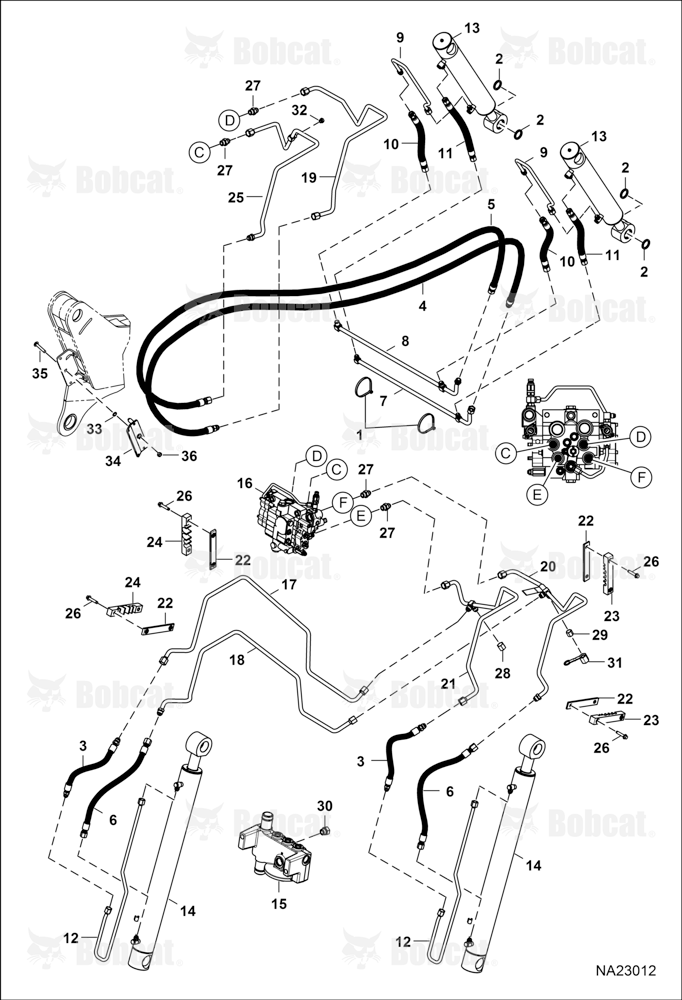 Hydraulic Circuitry (Lift & Tilt) B5FA11001 - B5FA11147