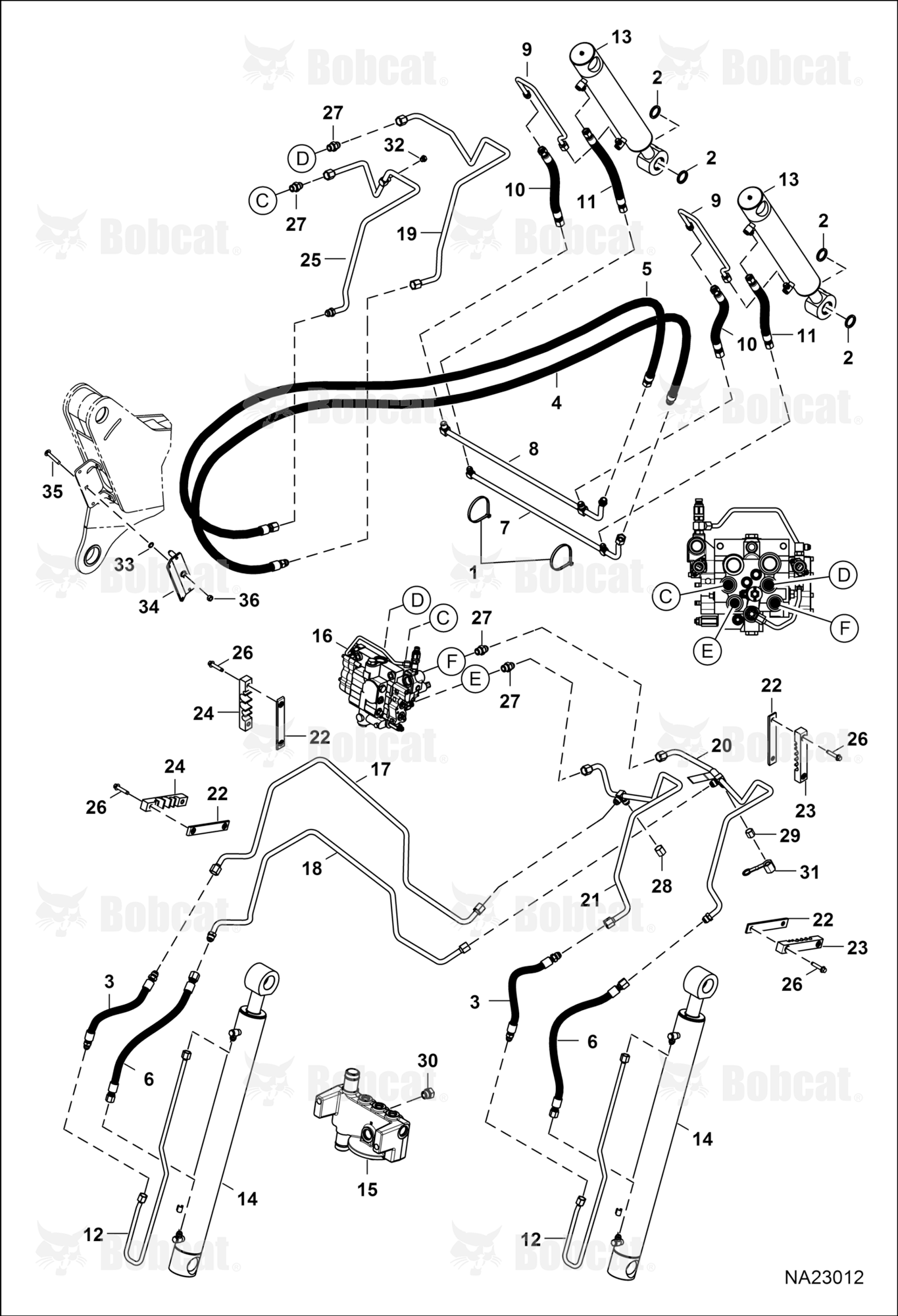 Hydraulic Circuitry (Lift & Tilt)  B5FA11001 - B5FA11147