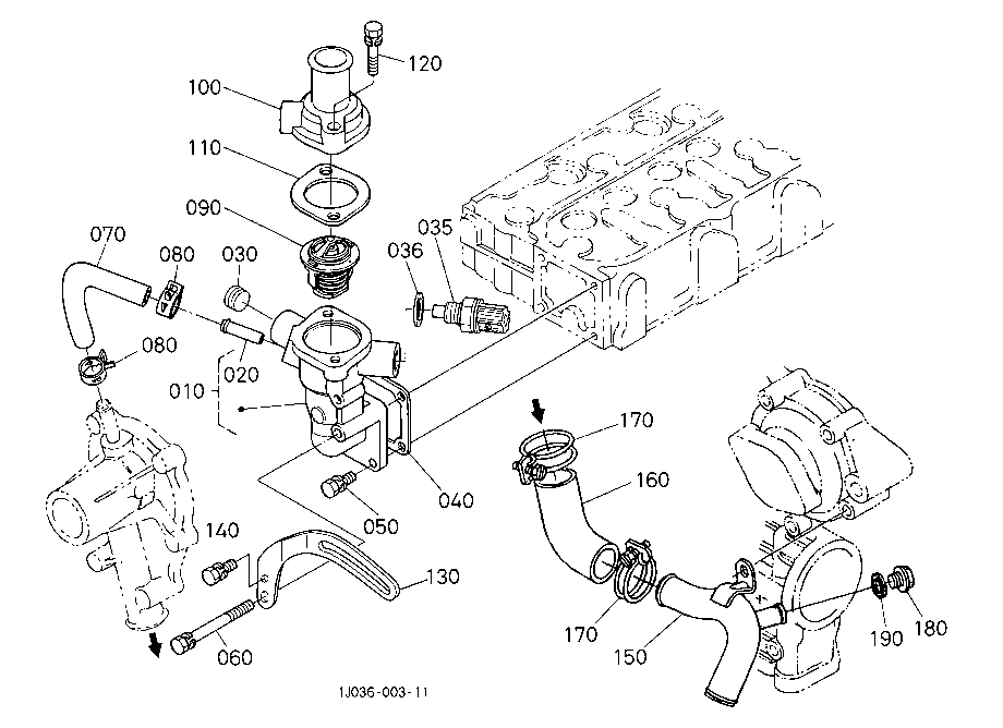 Water Flange And Thermostat