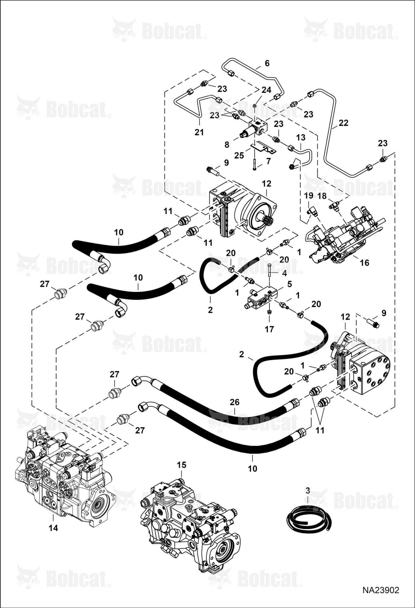 Hydrostatic Circuitry (2-Speed Motor) (Selectable Joystick Controls)