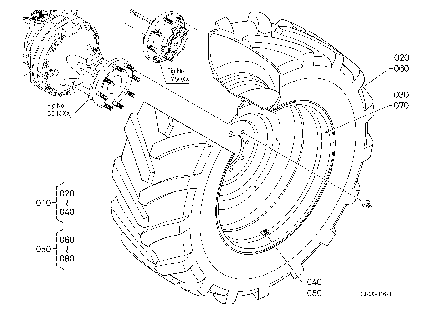 Rear Wheel (650/65R38:8 Hole Rim) [Firestone]