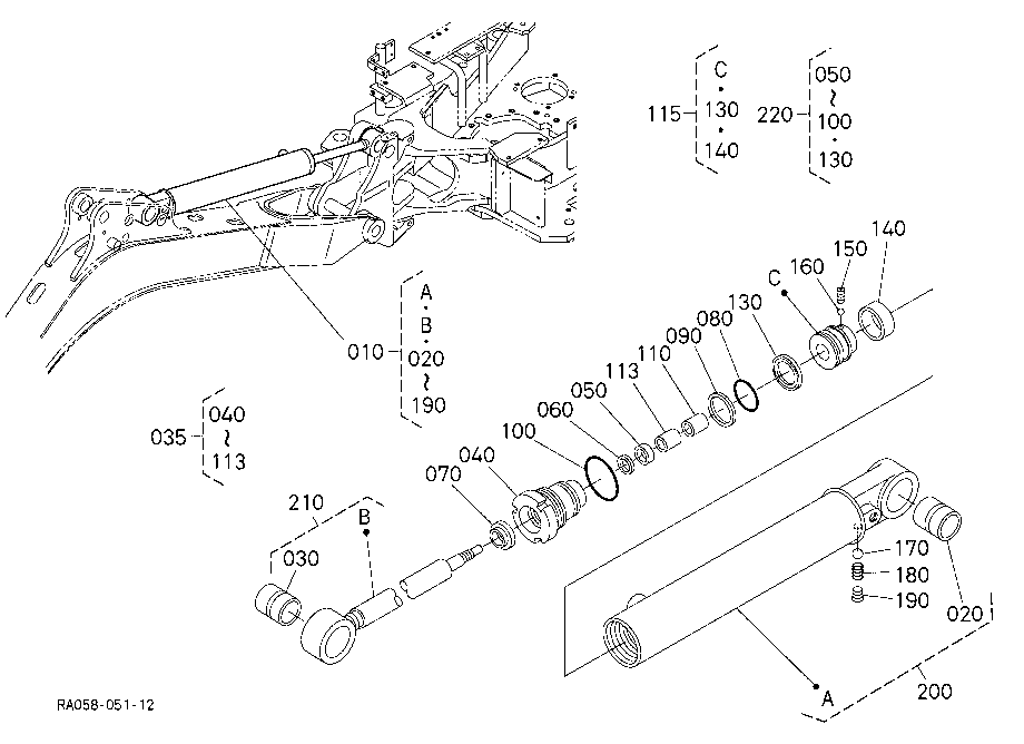 Boom Cylinder And Component Parts