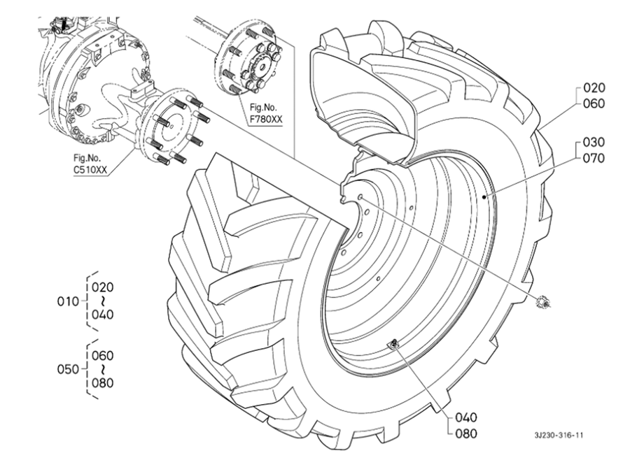 Rear Wheel (650/65R38:8 Hole Rim) [Michelin]