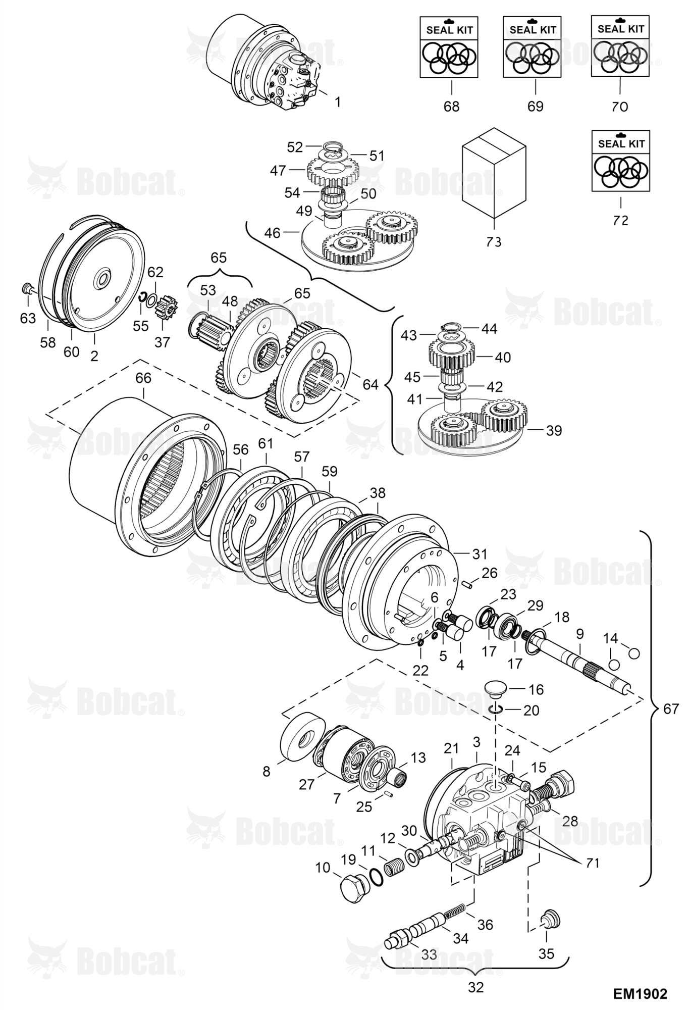 Travel Motor (2-Speed) (Low Torque)  B3BL11001 - B3BL13617