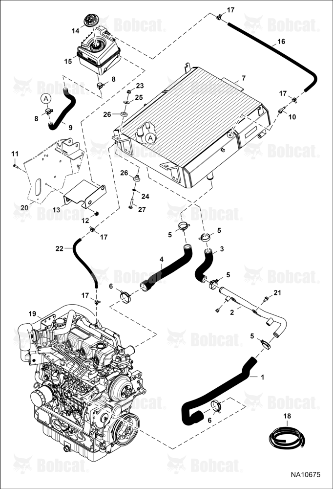 Engine & Attaching Parts (Radiator Water Exchanger) A3P413657 & Above, A3P512983 & Above