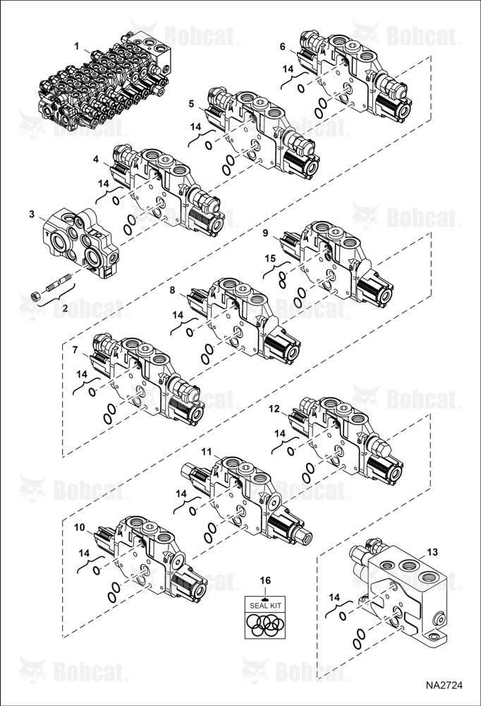 Hydraulic Control Valve (9 Section Assembly) (W/O Angle Blade)