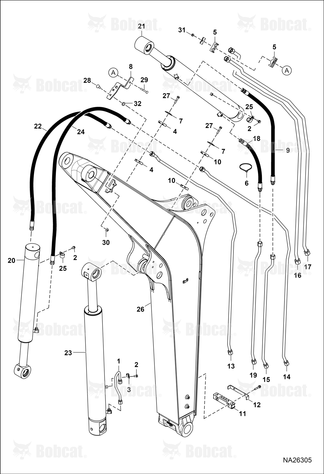 Hydraulic Circuitry (Work Tubelines & Cylinders)  B4GP15948 & Above