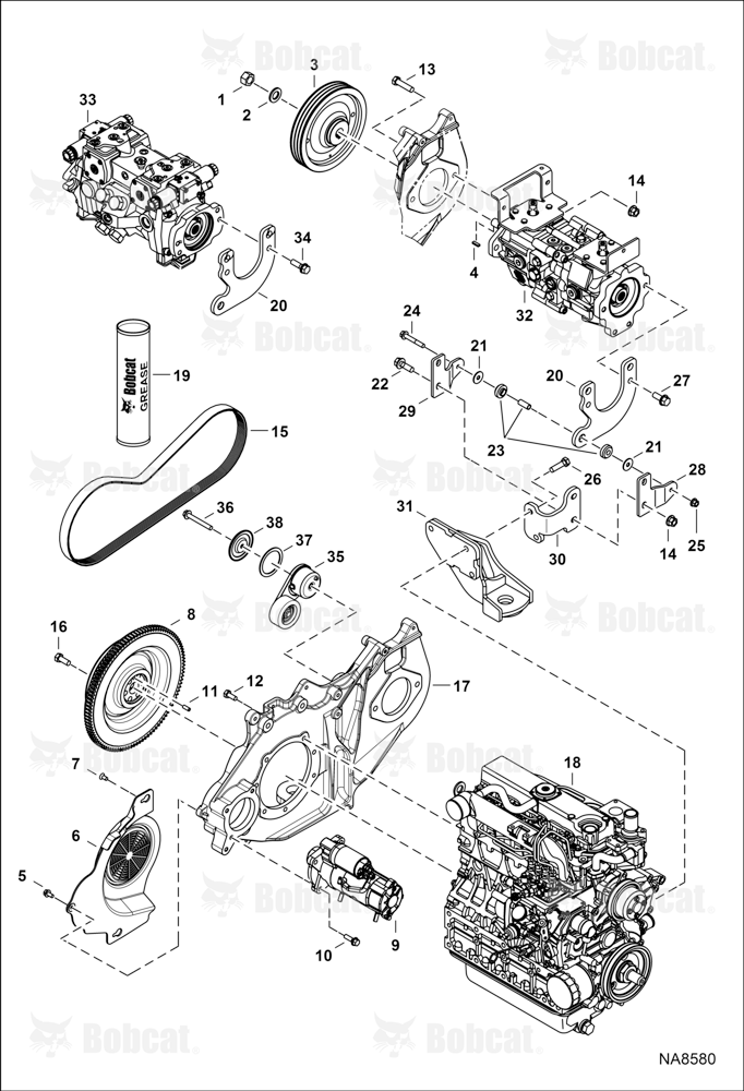 Engine & Attaching Parts (Belt Drive System) AV9V11001 - AV9V12534