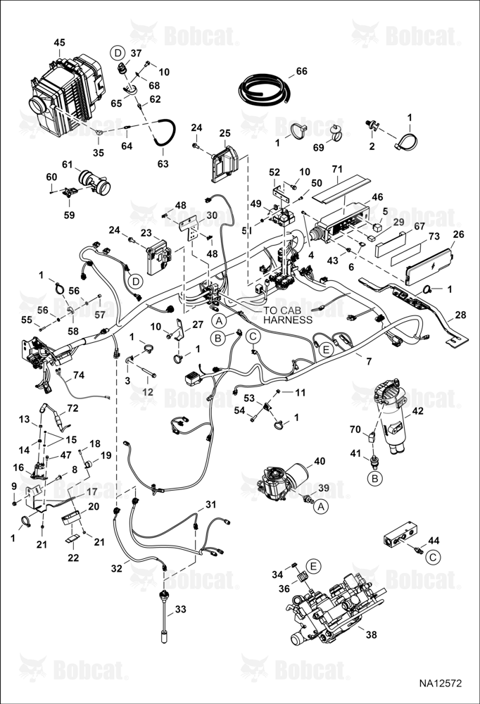 Engine Electrical Circuitry (Frame Harness & Filter Sensors) B3BV11290 & Above
