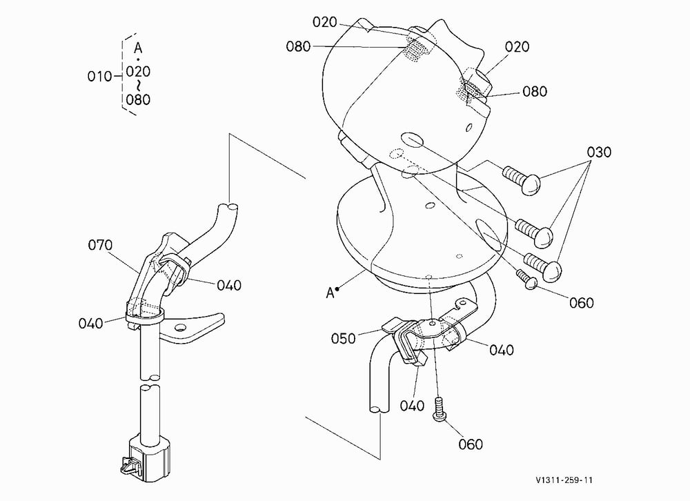 GRIP (RH) [EXCEPT HIGH FLOW] [COMPONENT PARTS]
