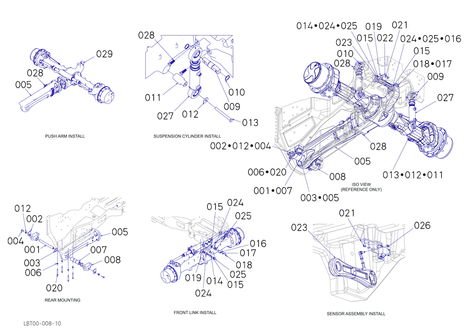 Front Axle Support Assembly - Suspended