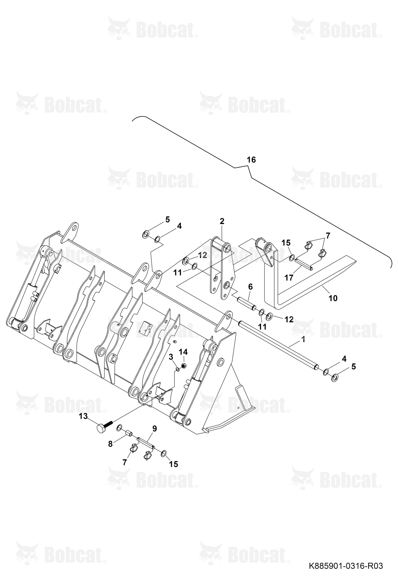 Fork Attachment Clamshell Bucket