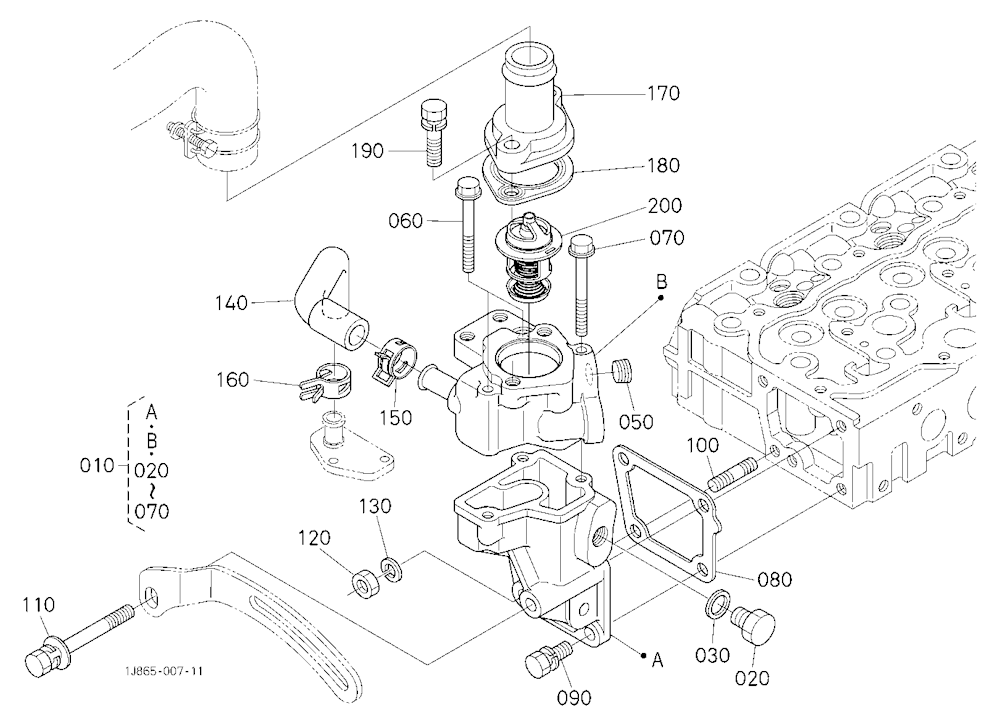 Water Flange And Thermostat