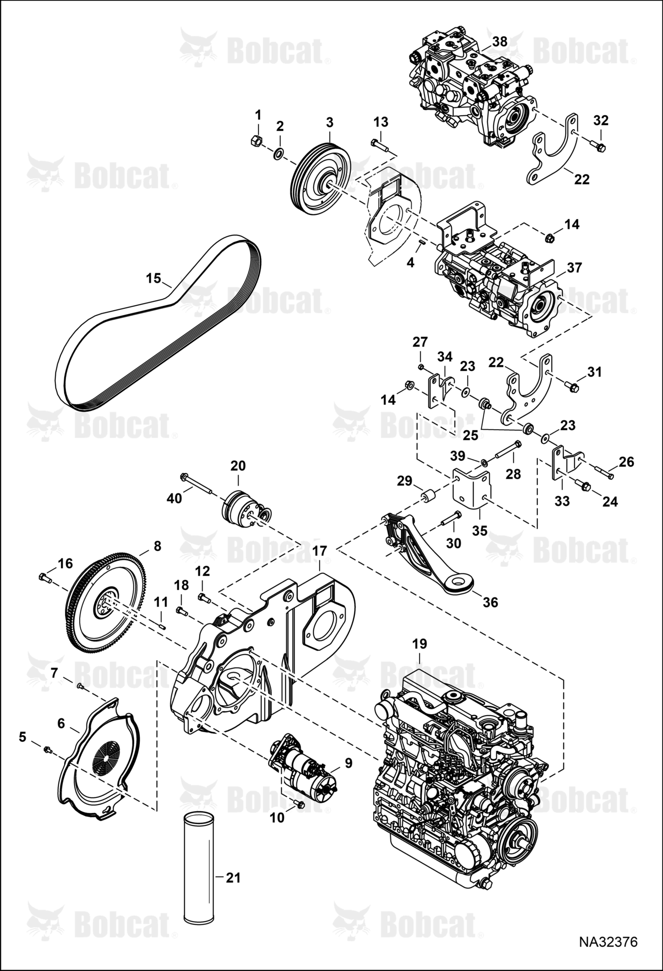 Engine & Attaching Parts (Belt Drive System)  B5N112068 & Above