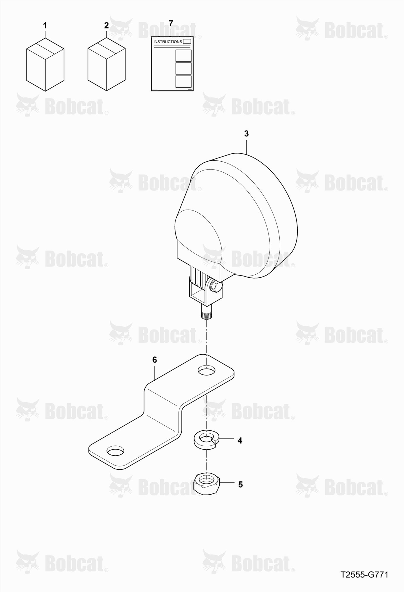 Rear Work Lamp Kit (ROPS) (Sunshade)