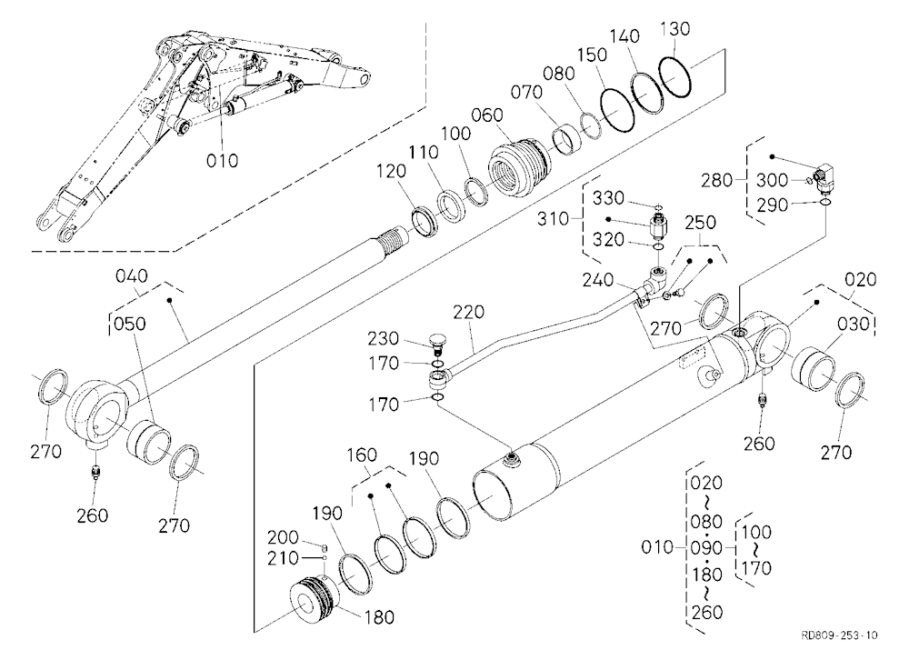 Boom Cylinder And Component Parts (Rh) [Super Doub