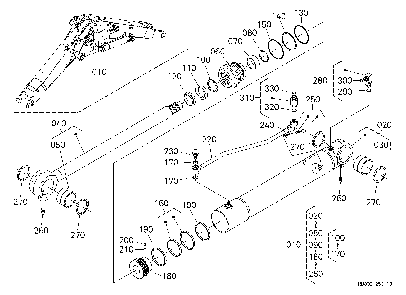 Boom Cylinder And Component Parts (Rh) [Super Doub