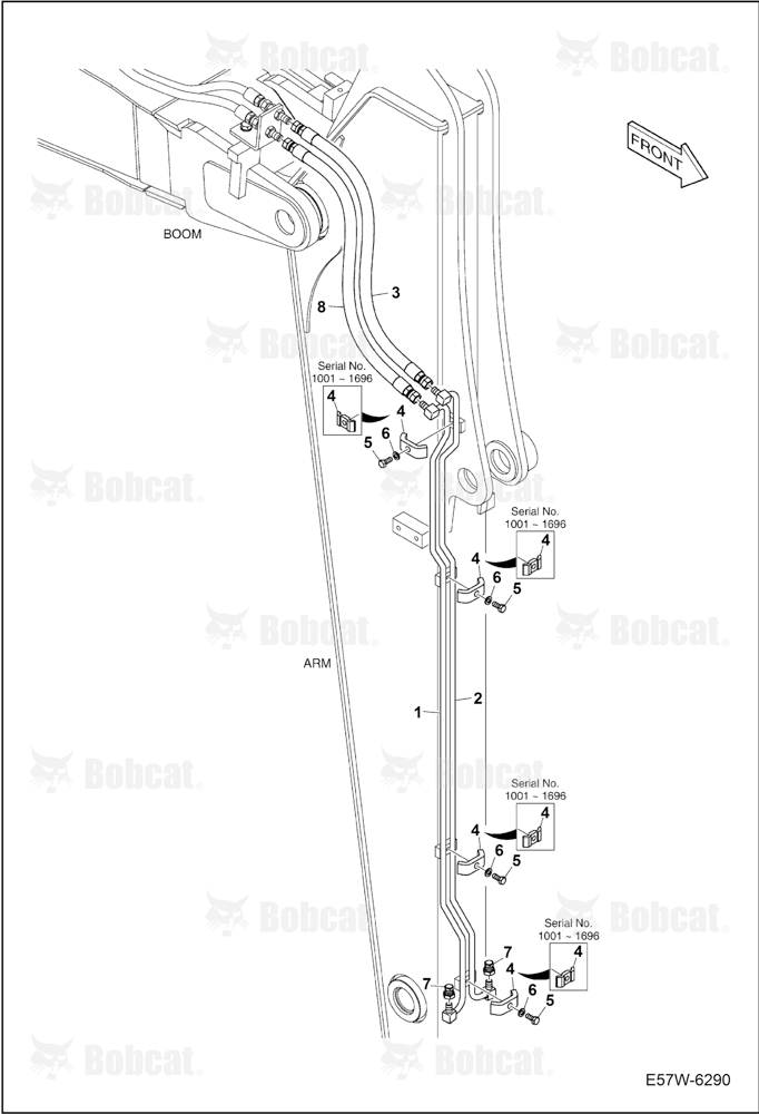 Hydraulic Circuitry (Arm 1,9 m) (Quick Clamshell)
