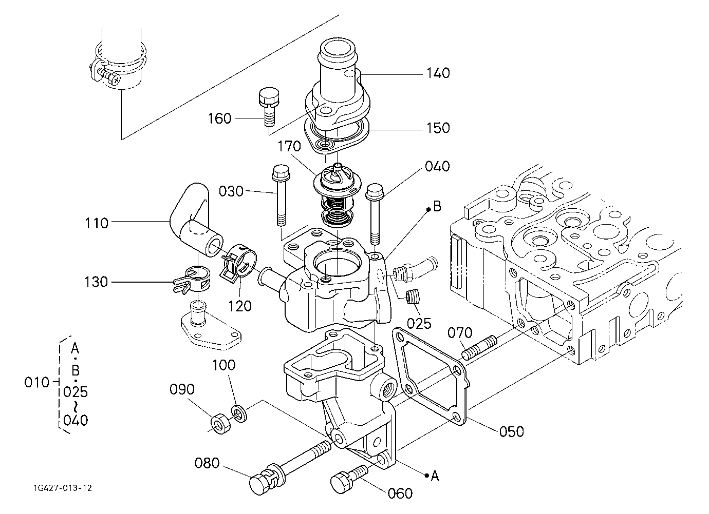 Water Flange And Thermostat [V2403-M-Tw2-Hst1/Hst2