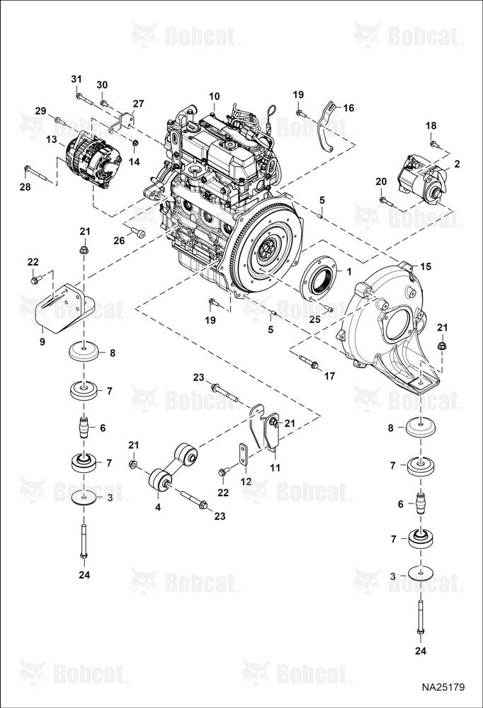 Engine & Attaching Parts (Flywheel, Starter, & Engine Mounts) B5W811001 - B5W811999