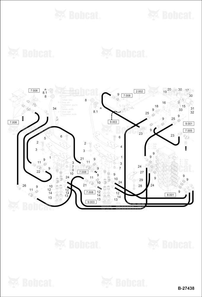 Hydraulic Installation - Pilot Control (Travel & Additional Outlet) 120000A96 - 120000A2841