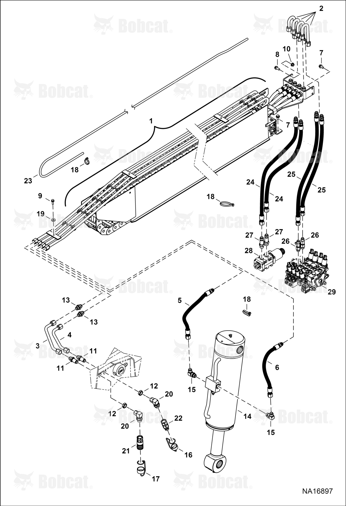 Hydraulic Circuitry (Tilt & Auxiliary)  B33G16001 & Above, B33W16001 & Above