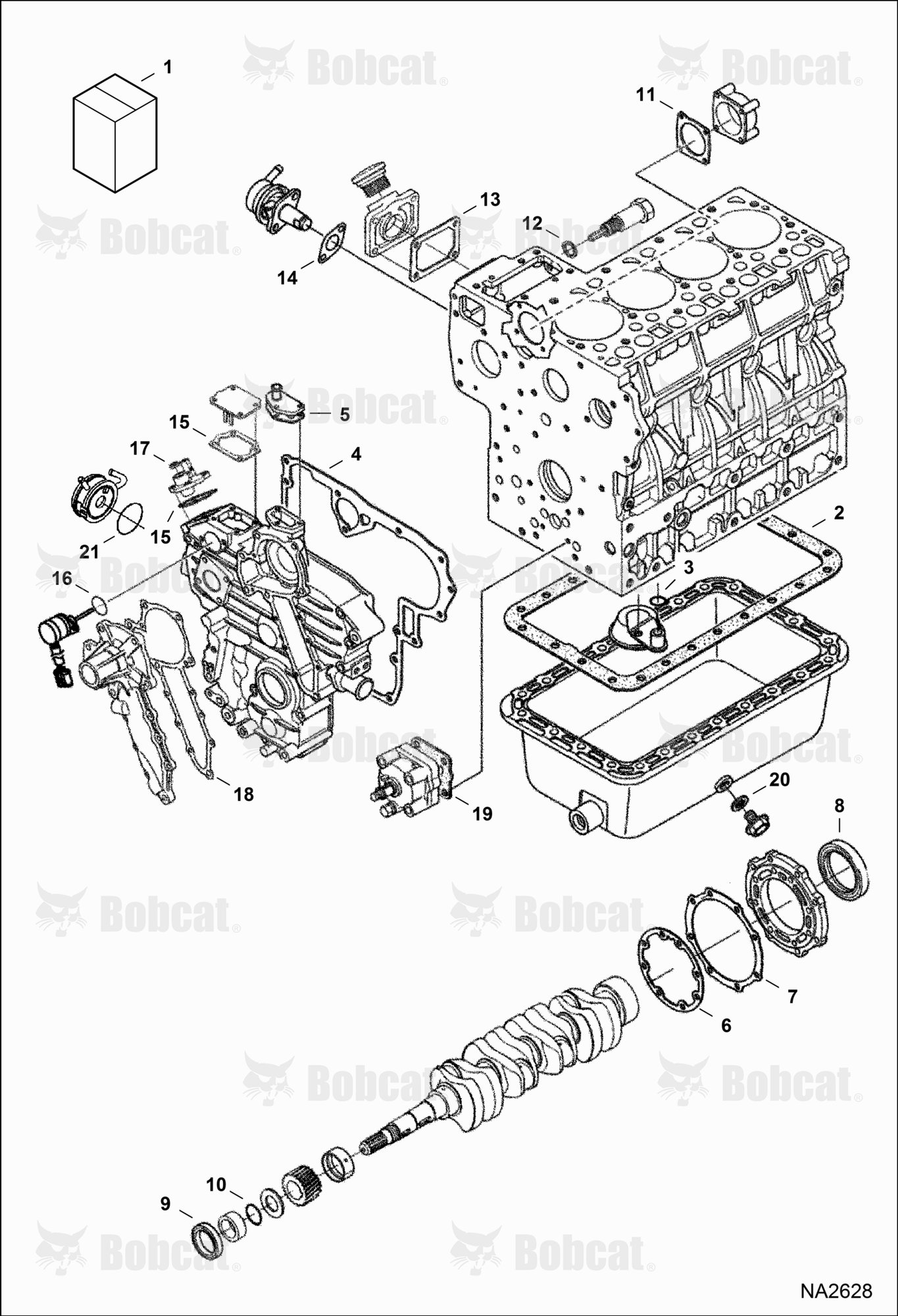 Lower Gasket Kit (Kubota - V2003-M-DI-TE2B-BC-5) (Engine S/N 9E0001 & Above)