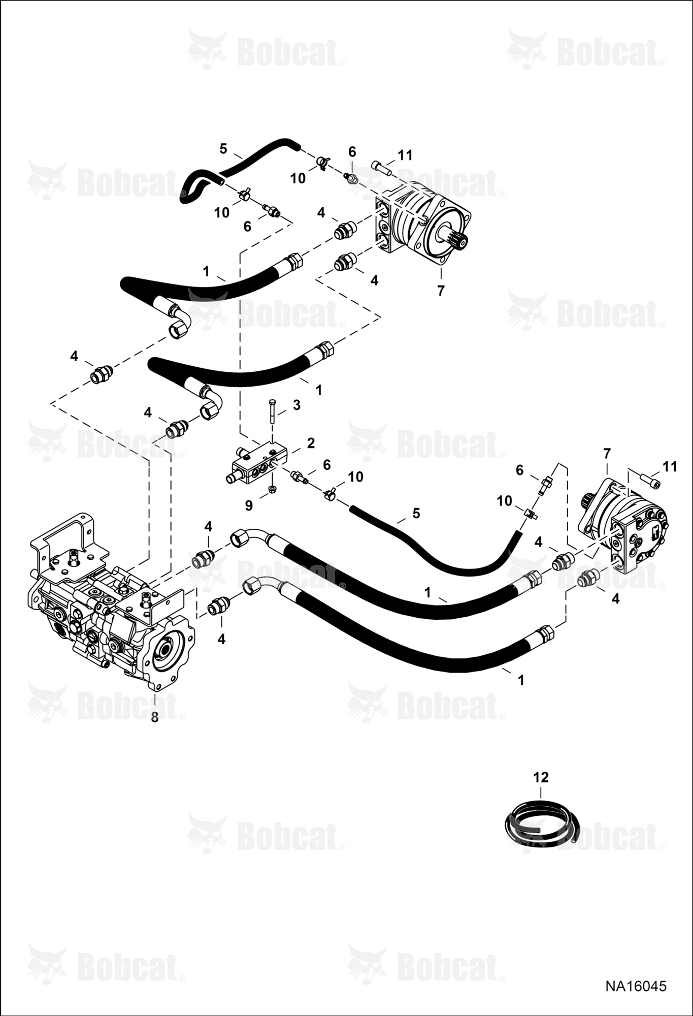 Hydrostatic Circuitry (Single Speed Motor) (Manual Controls)  B4RF11001 - B4RF14564