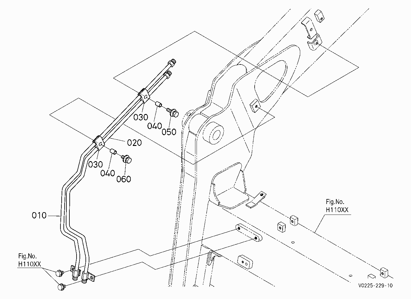 HYDRAULIC QUICK COUPLER KIT (OIL PIPING) (ARM RH)