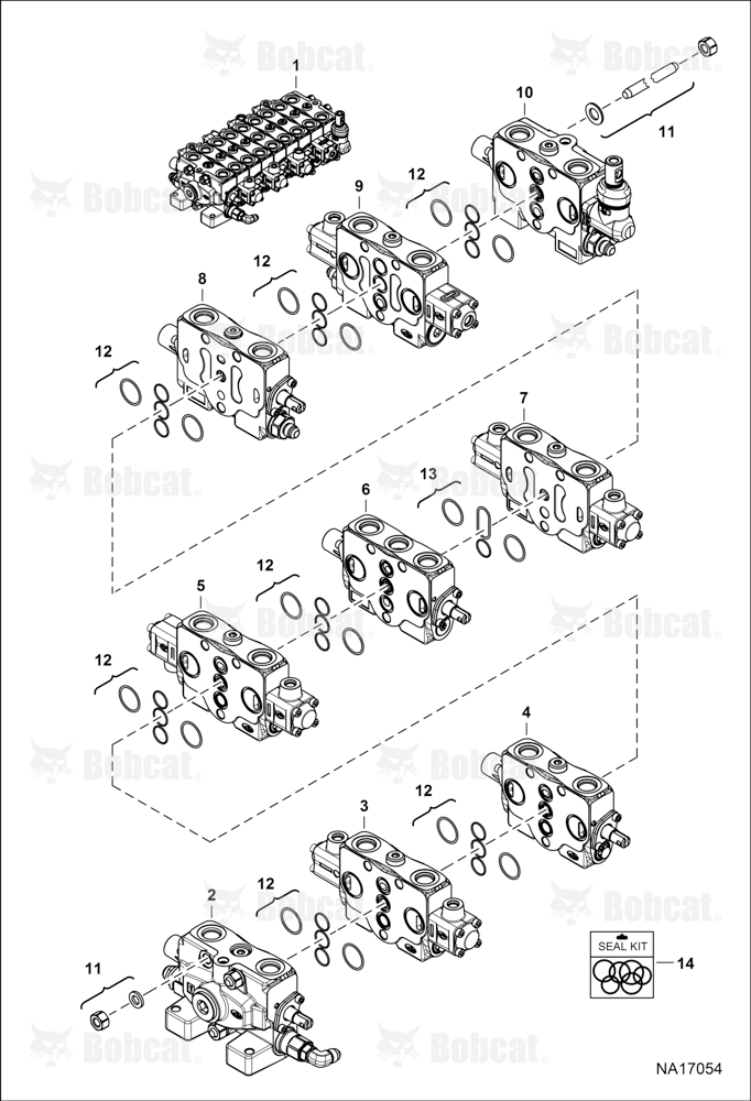 Hydraulic Control Valve (Assembly) (No Motion Alarm Option) (90 Elbow RH Travel Section)